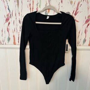 NWT Black Square-Neck Bodysuit